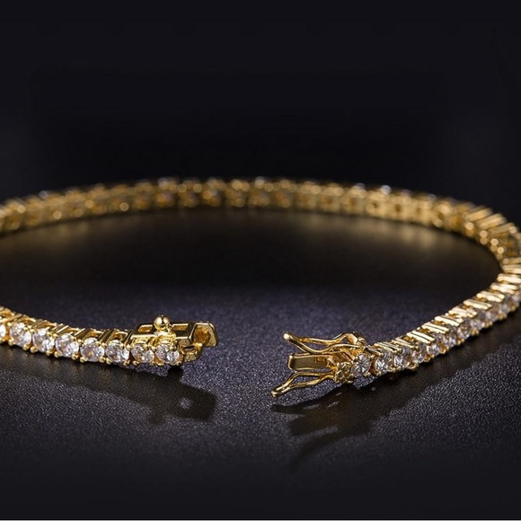 Classic tennis bracelet-gold plated jewelry- perfect gift - Picture 3 of 6